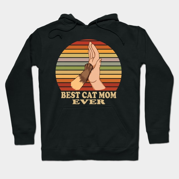 Cats Mama Best Cat Mom Ever Retro Hoodie by RRDESIGN